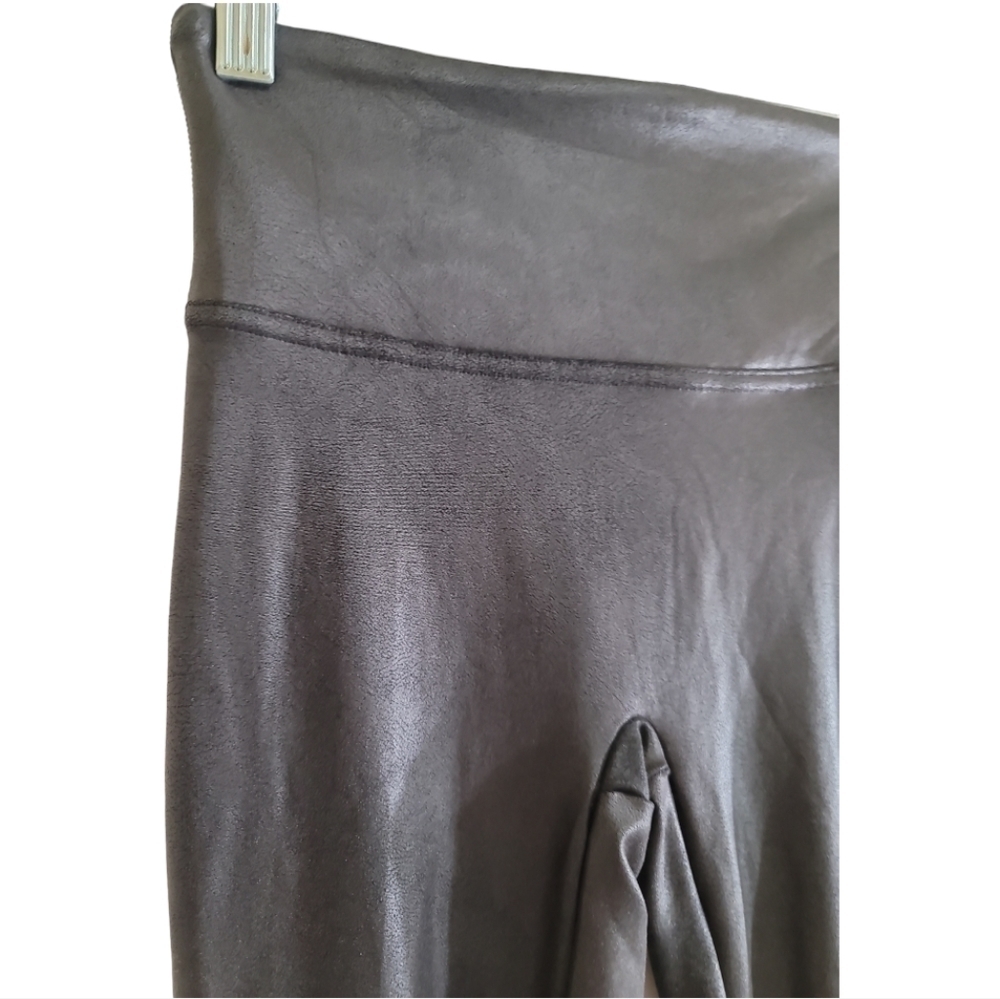 Spanx Faux Leather Black Legging Small Contoured Power Waistband Shapes Lifts - Picture 4 of 9